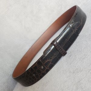 Genuine crocodile belt strap men's 28 black animal glossy luxury Made USA new